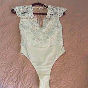 Anthropologie White Lace Bodysuit